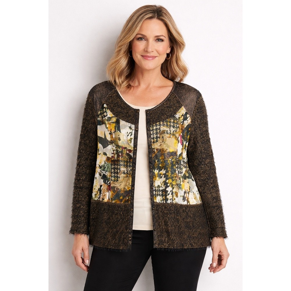 Mixed Media Cardigan Jacket Women XL Burnout Velvet Patchwork Velvet
Whimsical